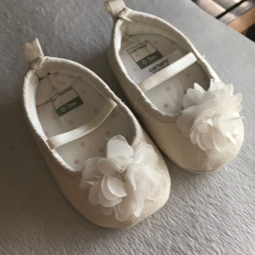 Adorable Baby Girl Shimmer Sparkle flower shoes